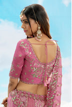 Monjolika Fashion Embroidered Onion Pink Silk Reception Lehenga Choli