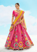Monjolika Fashion Rani Pink Silk Embroidered Reception Lehenga Choli
