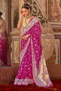 Monjolika Fashion Rani Pink Bandhej Print Silk Blend Ceremonial Contemporary Saree