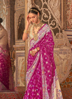 Monjolika Fashion Rani Pink Bandhej Print Silk Blend Ceremonial Contemporary Saree