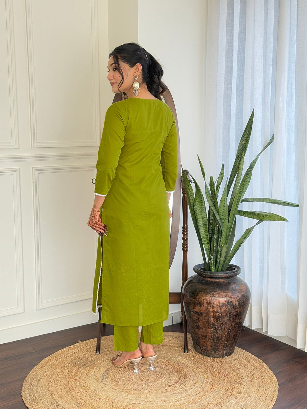 The52 Gorgeous Chikankari Work with Pure Cotton Fabric Straight Kurta, Pant and Dupatta Set - Distacart