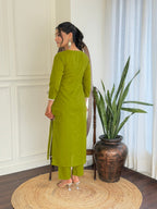 The52 Gorgeous Chikankari Work with Pure Cotton Fabric Straight Kurta, Pant and Dupatta Set - Distacart