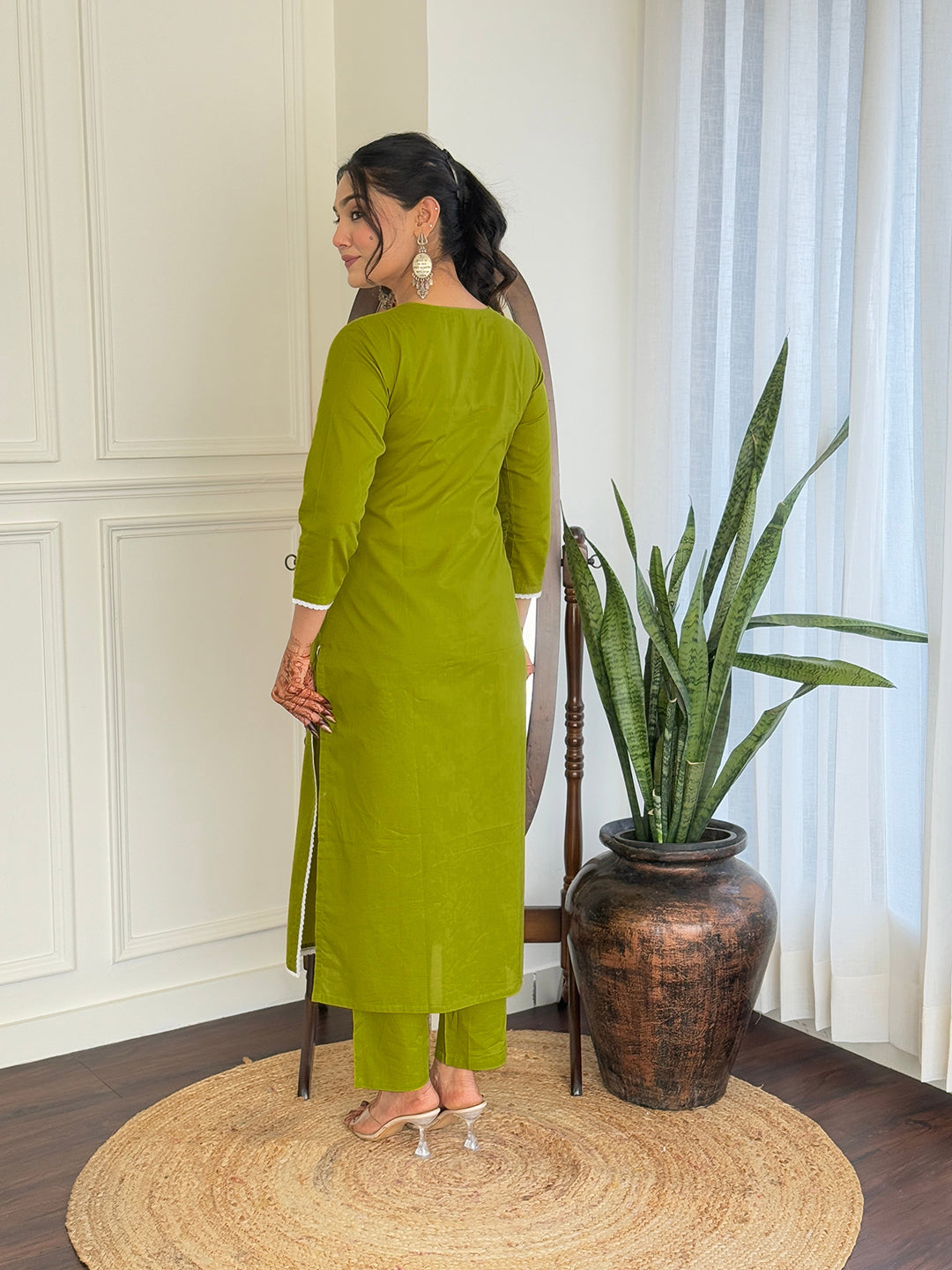 The52 Gorgeous Chikankari Work with Pure Cotton Fabric Straight Kurta, Pant and Dupatta Set - Distacart