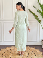 The52 Gorgeous Chikankari Work with Pure Cotton Fabric Straight Kurta, Pant and Dupatta Set - Distacart
