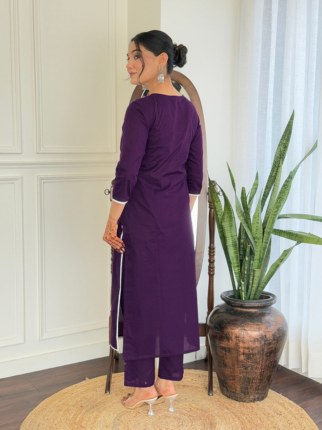 The52 Gorgeous Chikankari Work with Pure Cotton Fabric Straight Kurta, Pant and Dupatta Set - Distacart
