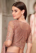 Monjolika Fashion Embroidered Brown Shimmer Satin Silk Classic Saree - Distacart