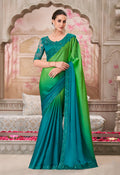 Monjolika Fashion Multi Colour Shaded Satin Chiffon Sequins Traditional Saree - Distacart
