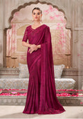 Monjolika Fashion Burgundy Satin Silk Embroidered Sangeet Designer Saree - Distacart