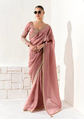 Monjolika Fashion Tissue Dusty Rose Embroidered Sequins Designer Saree