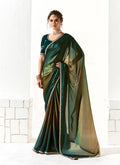 Monjolika Fashion Embroidered Sequins Tissue Organza Contemporary Saree in Dark Teal
