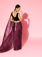 Saree Mall Burgundy Poly Georgette Party Wear Saree with Matching Blouse - Distacart
