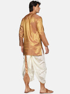 Sethukrishna Men Gold-Toned Striped Kurta with Dhoti Pants - Distacart