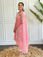 The52 Chikankari Work with Pure Cotton Fabric Straight Kurta, Pant and Dupatta Set - Distacart