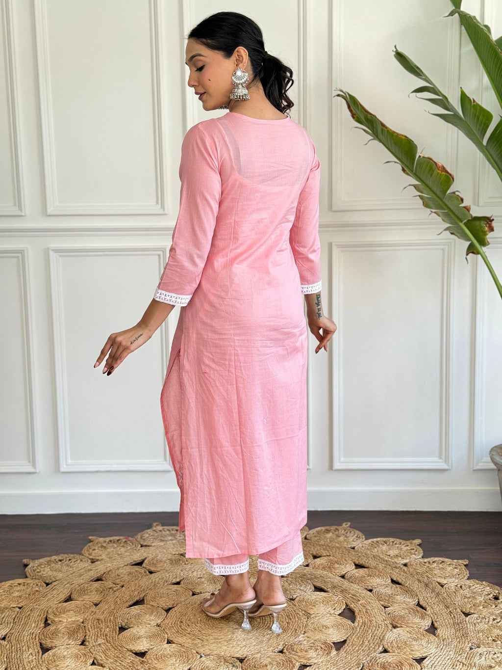 The52 Chikankari Work with Pure Cotton Fabric Straight Kurta, Pant and Dupatta Set - Distacart