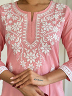 The52 Chikankari Work with Pure Cotton Fabric Straight Kurta, Pant and Dupatta Set - Distacart