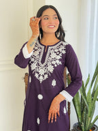 The52 Chikankari Work with Pure Cotton Fabric Straight Kurta, Pant and Dupatta Set - Distacart