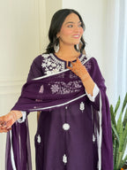 The52 Chikankari Work with Pure Cotton Fabric Straight Kurta, Pant and Dupatta Set - Distacart