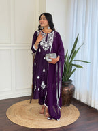 The52 Chikankari Work with Pure Cotton Fabric Straight Kurta, Pant and Dupatta Set - Distacart