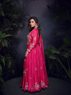 Anaita Pink Heavy Chinon With Embroidery Stitched Gown - Distacart