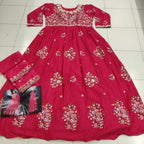 Anaita Pink Heavy Chinon With Embroidery Stitched Gown - Distacart