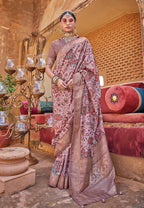 Monjolika Fashion Dusty Pink Floral Print Silk Blend Saree