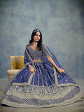 Monjolika Fashion Art Silk Embroidered Blue Designer Lehenga Choli