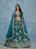 Monjolika Fashion Rama Green Art Silk Designer Wedding Lehenga Choli