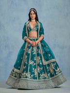 Monjolika Fashion Rama Green Art Silk Designer Wedding Lehenga Choli