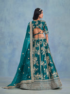 Monjolika Fashion Rama Green Art Silk Designer Wedding Lehenga Choli