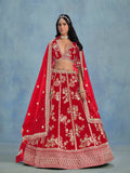 Monjolika Fashion Red Art Silk Designer Wedding Lehenga Choli