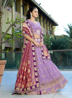 Monjolika Fashion Lavender Embroidered Viscose Lehenga Choli