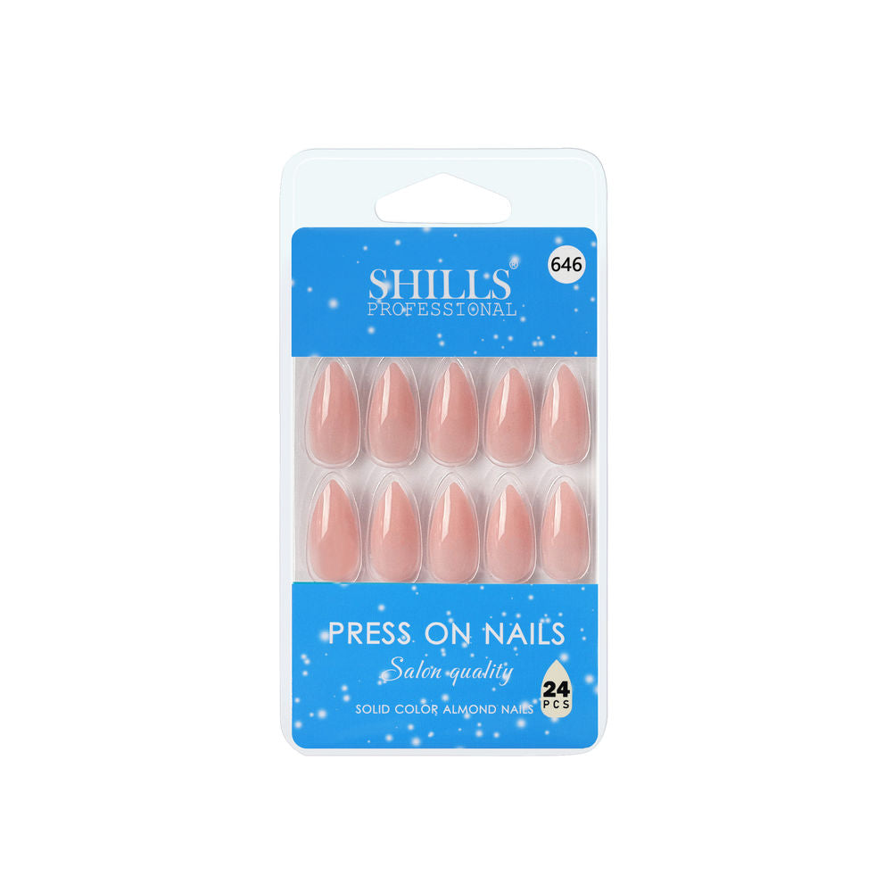 shills professional reusable press on nails almond spn646
