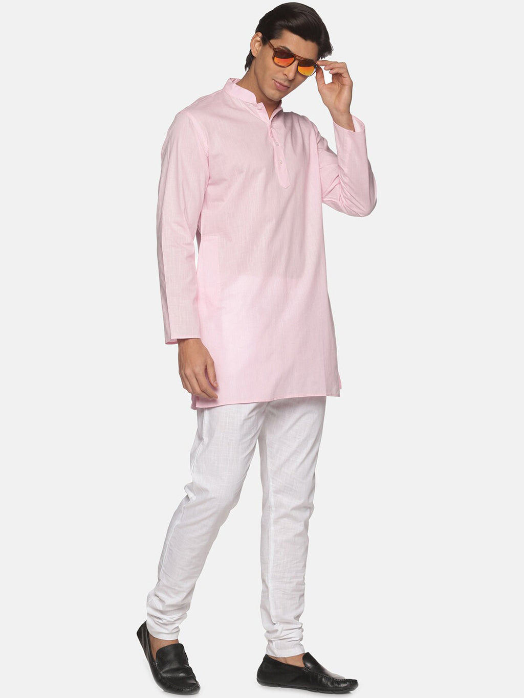 Sethukrishna Men Pink Pure Cotton Kurta with Pyjamas - Distacart