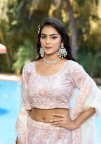 Monjolika Fashion Silk Embroidered Light Pink Designer Lehenga Choli