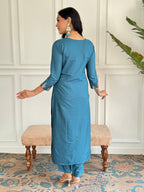 The52 Rama Embroidered Viscose Blend Fabric Straight Kurta, Pant and Dupatta Set - Distacart