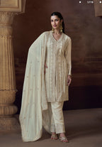 Anaita White Heavy Chinon Stitched Salwar Suit With Sequence Embroidery Work - Distacart