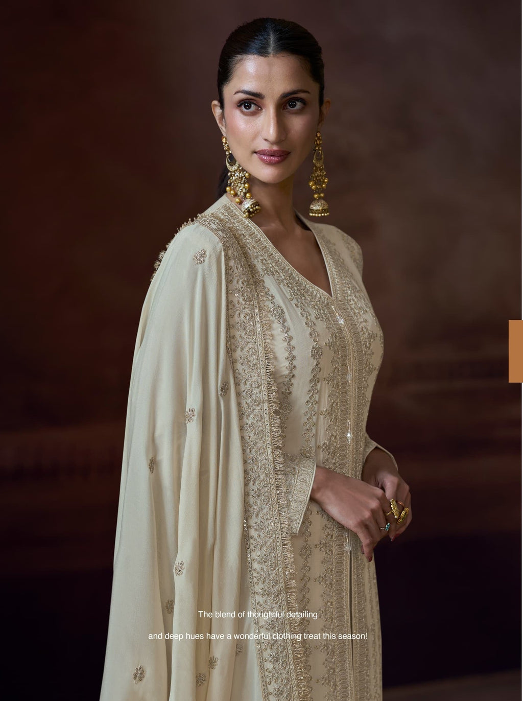 Anaita White Heavy Chinon Stitched Salwar Suit With Sequence Embroidery Work - Distacart