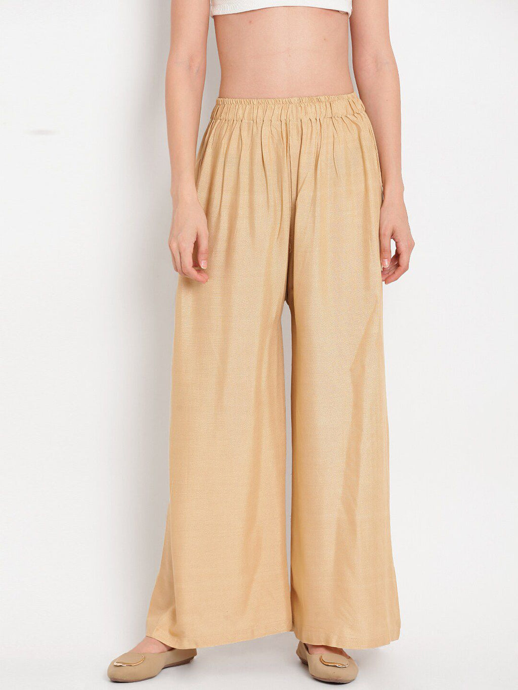 TAG 7 Women Black & Beige Set of 2 Flared Ethnic Palazzos