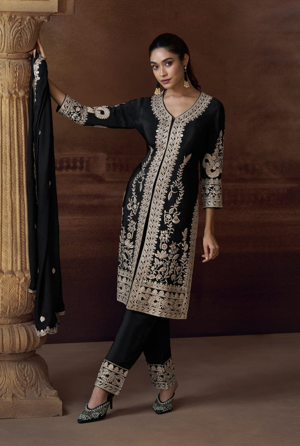 Anaita Black Heavy Chinon Stitched Salwar Suit With Sequence Embroidery Work - Distacart
