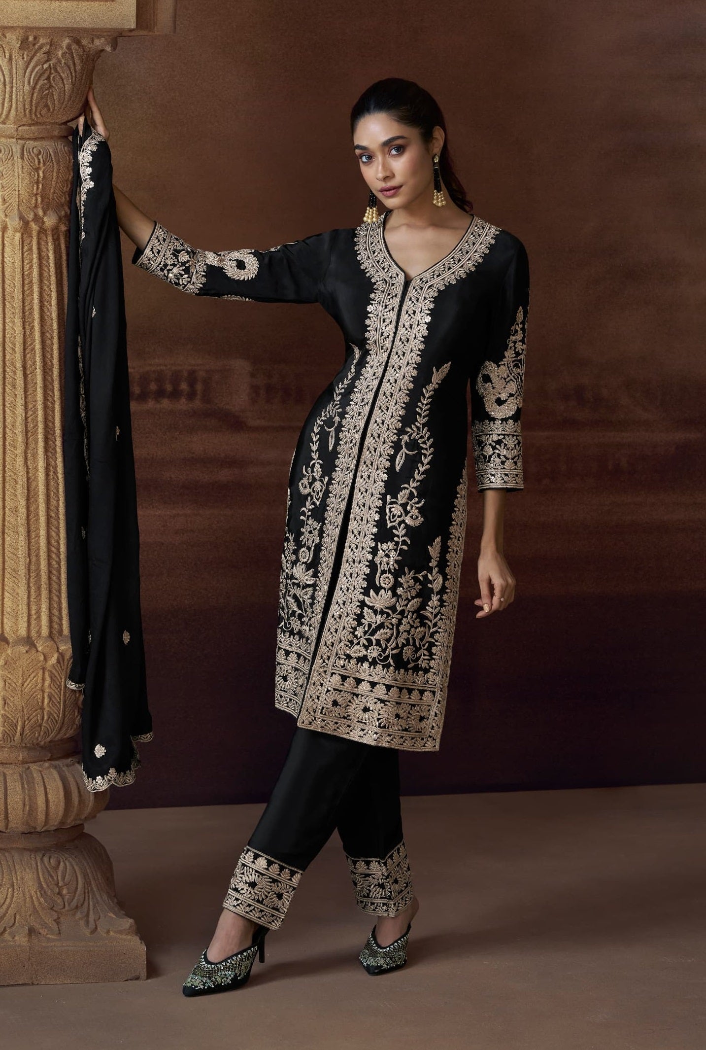 Anaita Black Heavy Chinon Stitched Salwar Suit With Sequence Embroidery Work - Distacart