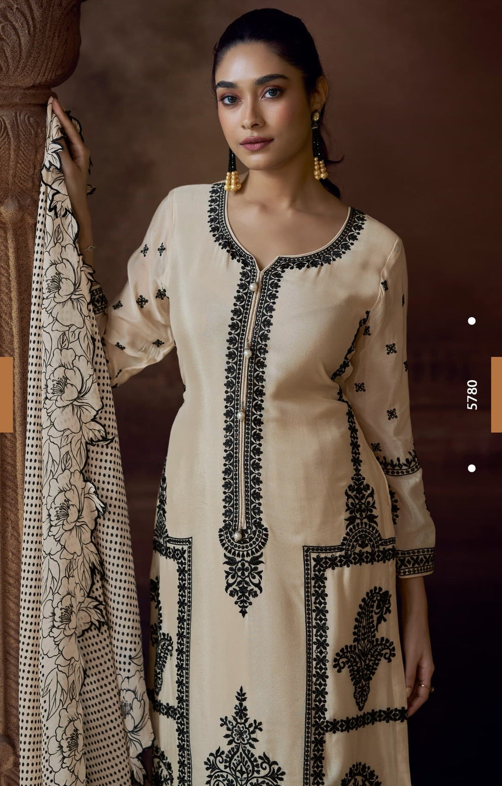 Anaita Beige Heavy Chinon Stitched Salwar Suit With Sequence Embroidery Work - Distacart