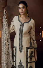 Anaita Beige Heavy Chinon Stitched Salwar Suit With Sequence Embroidery Work - Distacart