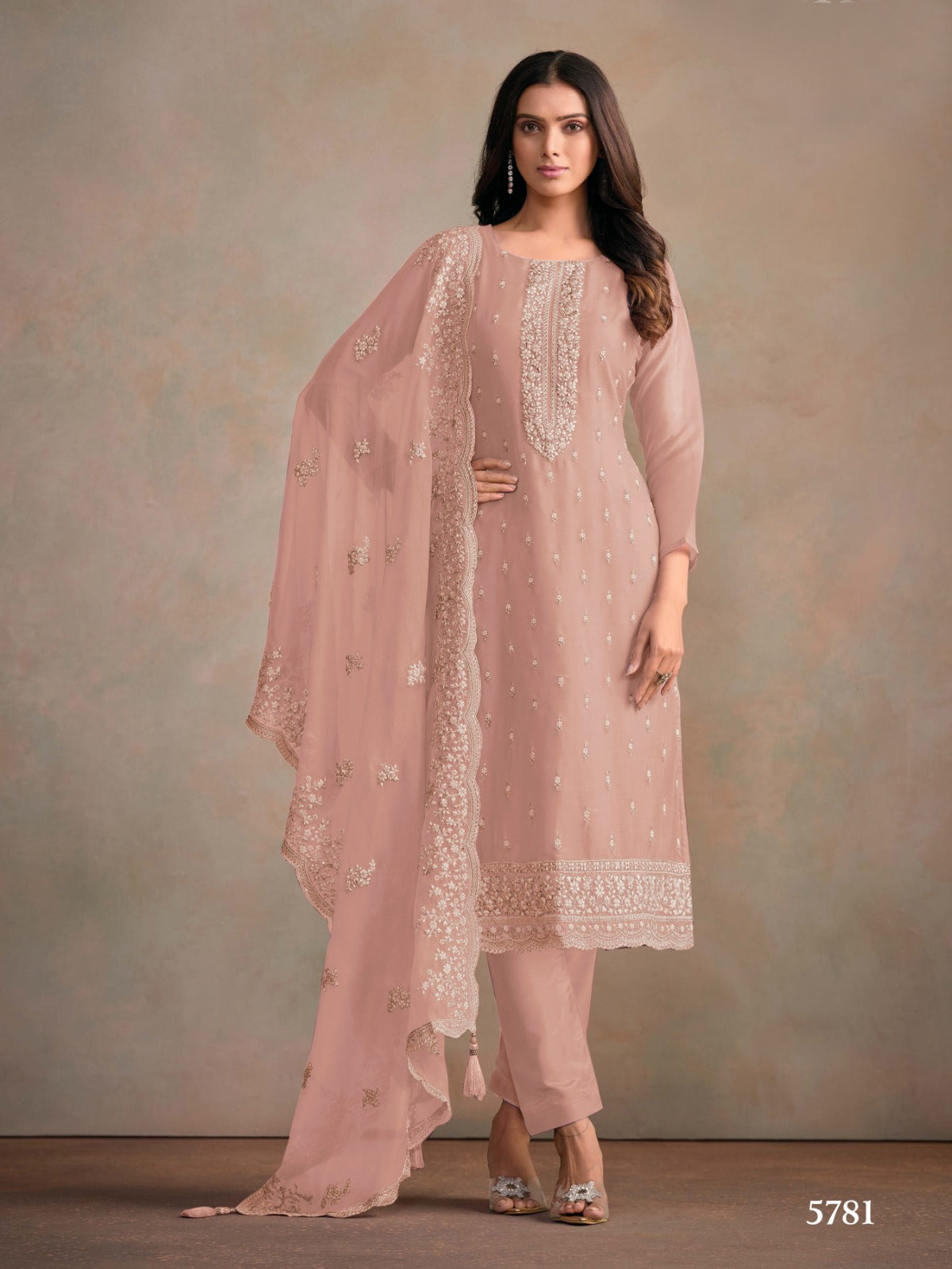 Anaita Pink Heavy Organza With Embroidery Straight Salwar Suit - Distacart