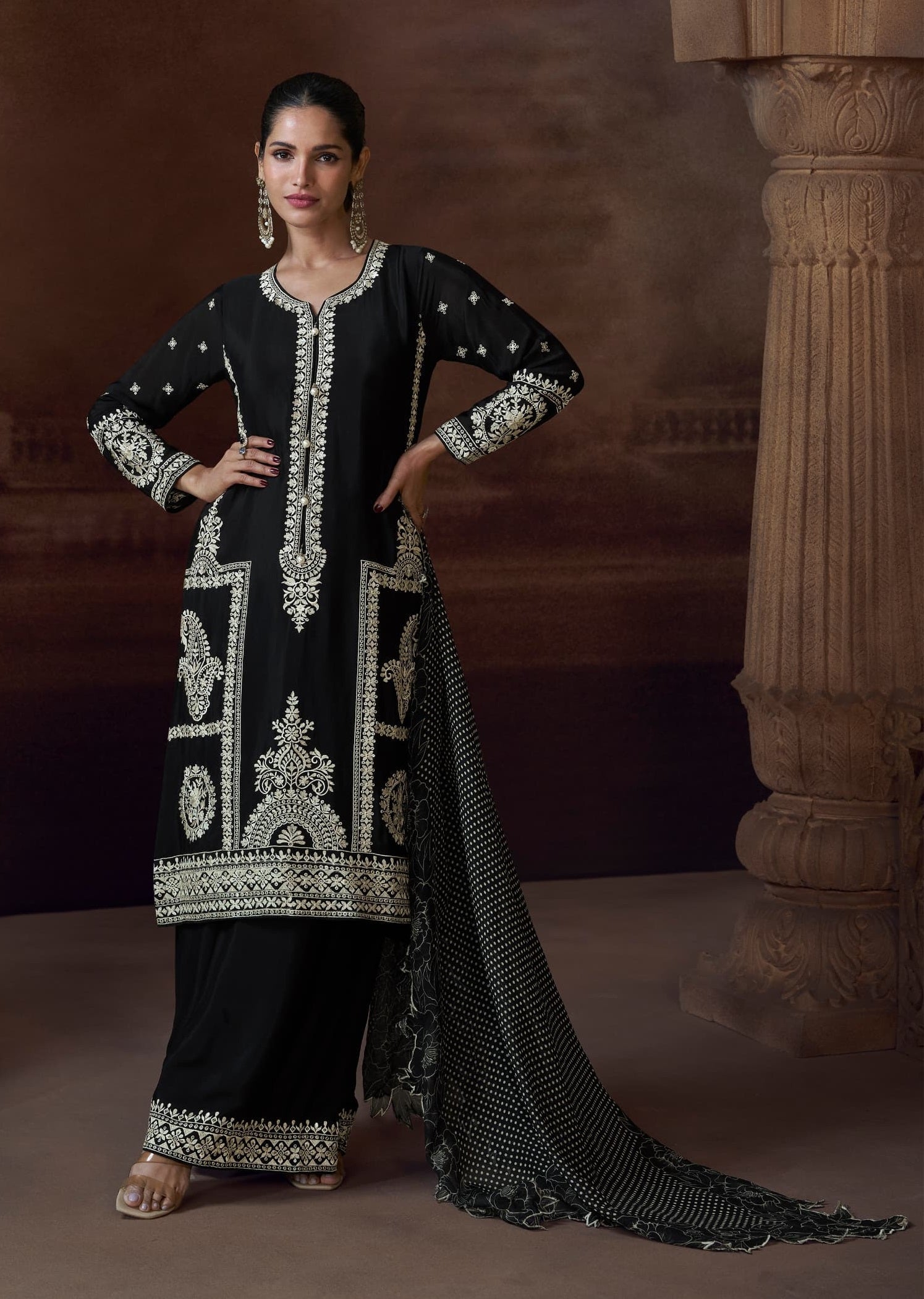 Anaita Black Heavy Chinon Stitched Salwar Suit With Sequence Embroidery Work - Distacart