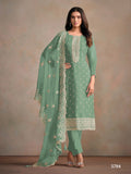Anaita Light Teal Heavy Organza With Embroidery Straight Salwar Suit - Distacart