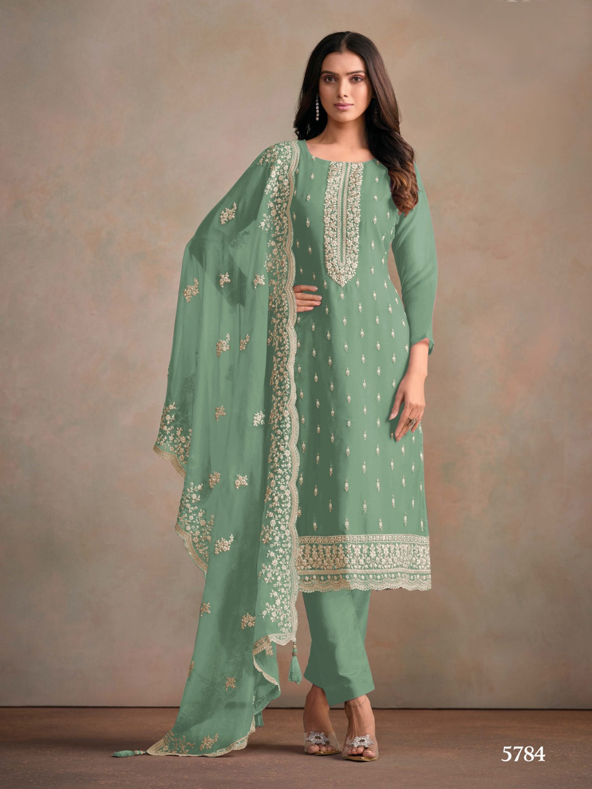 Anaita Light Teal Heavy Organza With Embroidery Straight Salwar Suit - Distacart