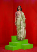 Monjolika Fashion Viscose Light Green Zari Weaving Border Traditional Saree - Distacart