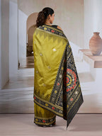 Monjolika Fashion Olive Weaving Handloom Silk Blend Designer Saree
