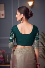 Monjolika Fashion Grey Embroidered Double Tone Silk Blend Designer Saree - Distacart