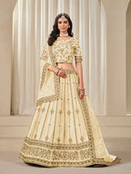 Monjolika Fashion Embroidered Cream Reception Art Silk A Line Lehenga Choli - Distacart